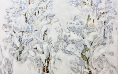 Кустарник под снегом, 120х120, холст, масло, 2018 г.