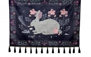 "Кролик и нло" 70х100см бархатный ковер 24